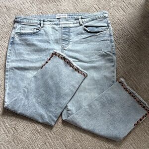 Tribal Light Blue Straight Jeans with Embroidered Detail